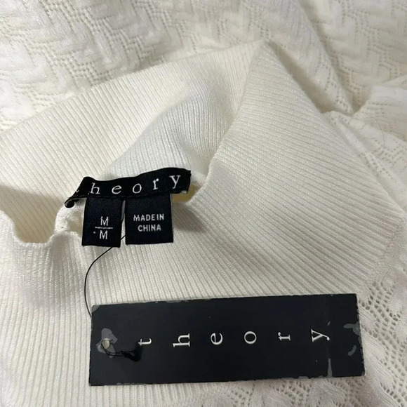 Theory Koris Knit Long Sleeve Sweater Top Blouse Shirt New White Size Medium - Picture 6 of 11